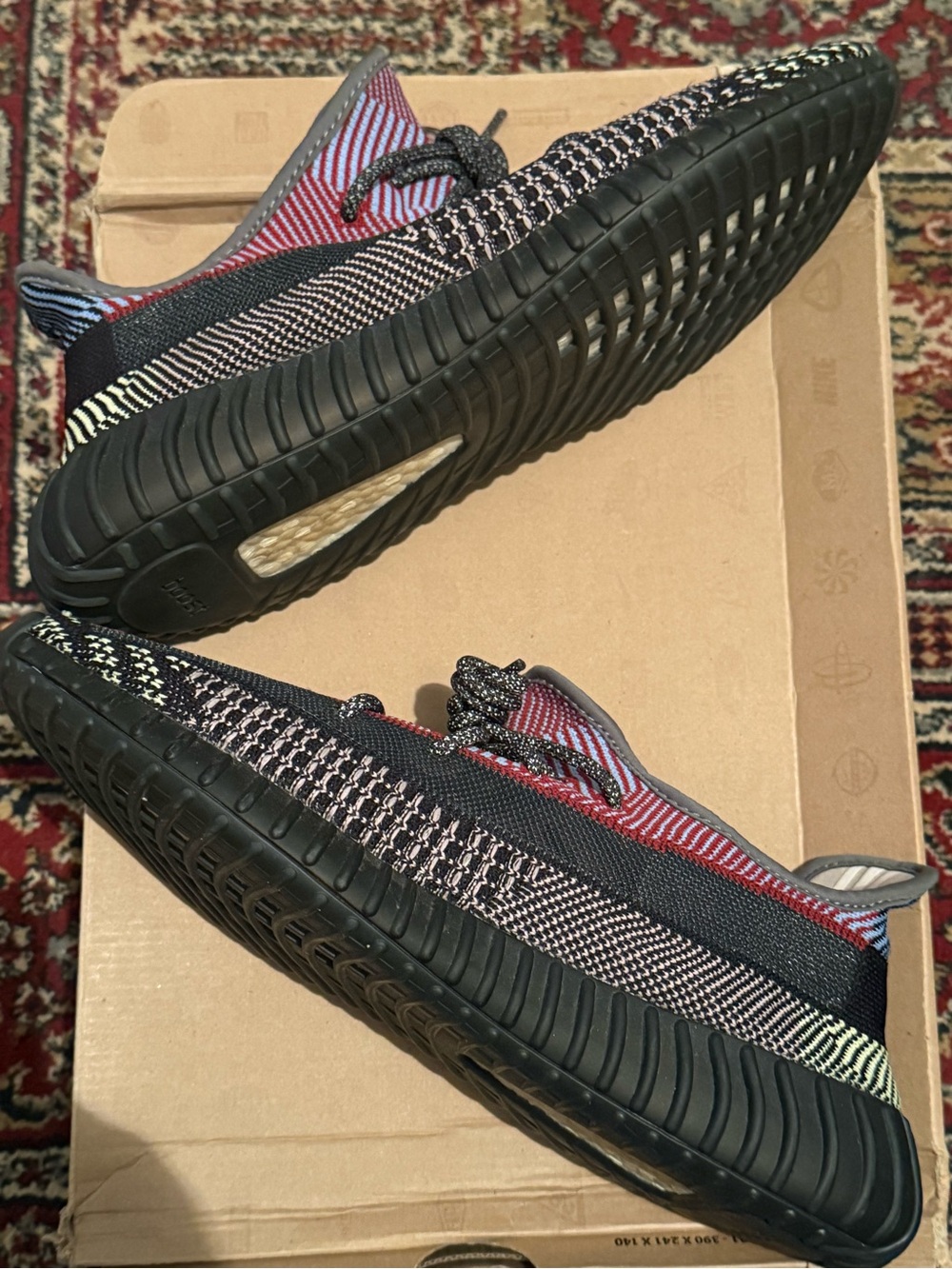 adidas Yeezy Boost 350 V2 Yecheil - Men's Black and Red Knit Athletic Sneakers
